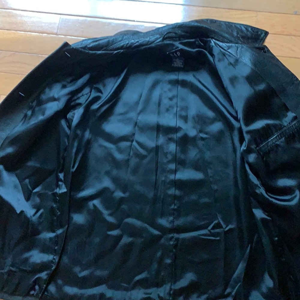 Classic Gap Leather Jacket Solid Black - image 3